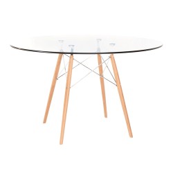 Mesa Luna Cristal 120 Base Madera